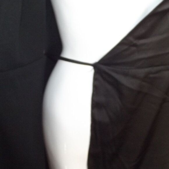 new BALTIC BORN Maxi Wrap Dress, S, Black satin, Flutter sleeve, Tulip skirt - Picture 10 of 14